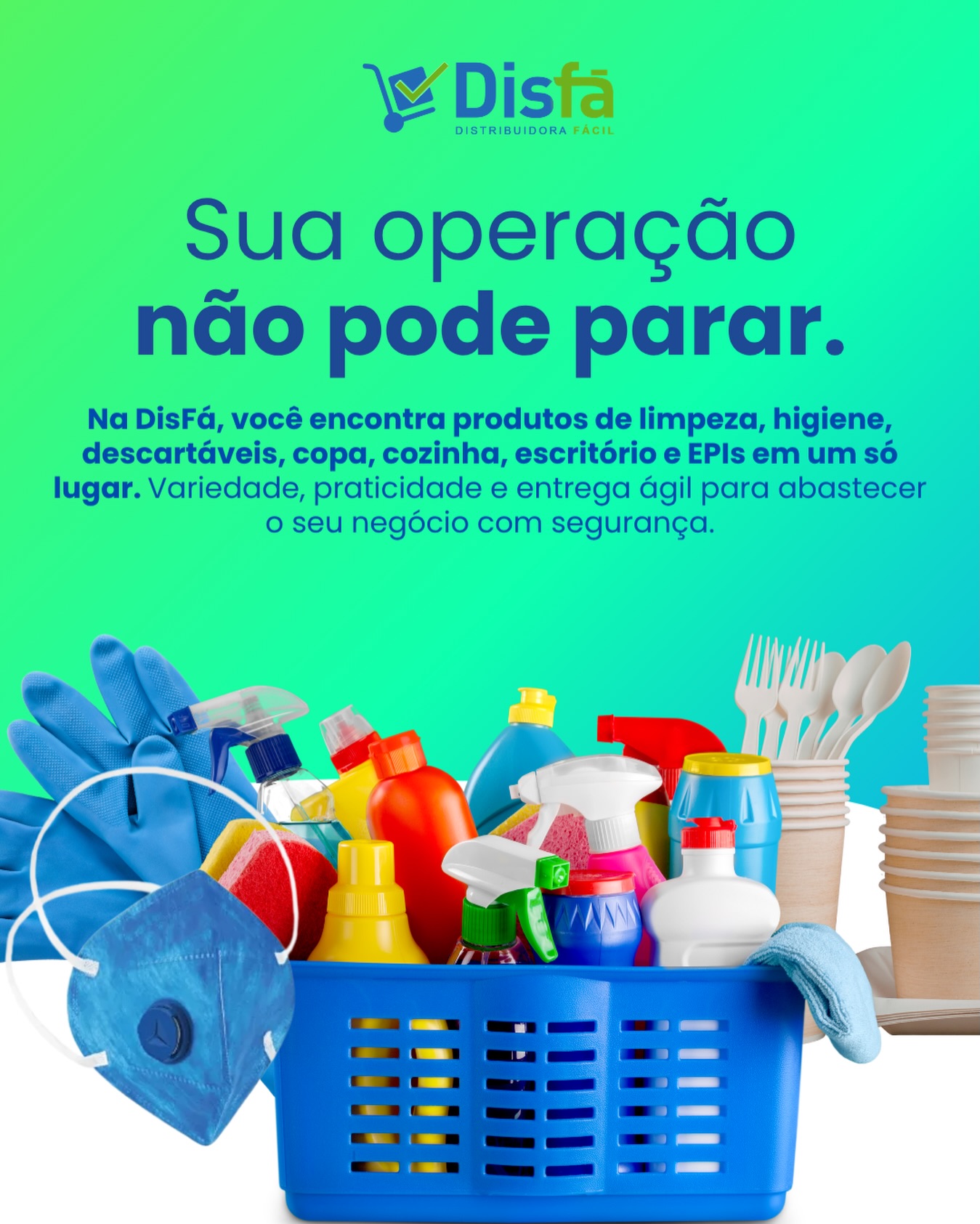 Mais do que produtos, sua empresa precisa de eficiência.

Com a DisFá, você garante variedade, praticidade e entrega rápida para manter sua operação funcionando com segurança todos os dias.

Tudo que o seu negócio precisa, em um só lugar.

#DisFá #Eficiência #Distribuidora #Negócios #Abastecimento