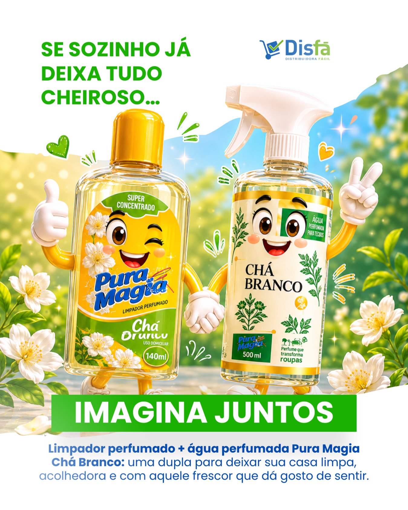 Limpeza boa é aquela que começa no cuidado e termina no perfume. ✨

Com a linha Pura Magia Chá Branco, sua casa ganha aquela sensação gostosa de ambiente limpo, leve e acolhedor.

O limpador perfumado ajuda na limpeza do dia a dia, enquanto a água perfumada prolonga o frescor nos tecidos e ambientes. Separados já entregam muito… juntos, viram a dupla perfeita para deixar tudo com cheirinho de casa bem cuidada.
Faça sua cotação conosco:

(81) 3454-0035

#DisFá #PuraMagia #LimpezaPerfumada #CasaCheirosa #ProdutosDeLimpeza