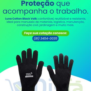 Proteção que acompanha o ritmo do trabalho. 🧤

A Luva Cotton Black Volk oferece conforto, resistência e reutilização para quem precisa de segurança no dia a dia — da logística à manutenção, da construção civil à jardinagem.

📲 Faça sua cotação conosco:
(81) 3454-0035

#DisFá #Volk #LuvaDeProteção #EPI #Segurança