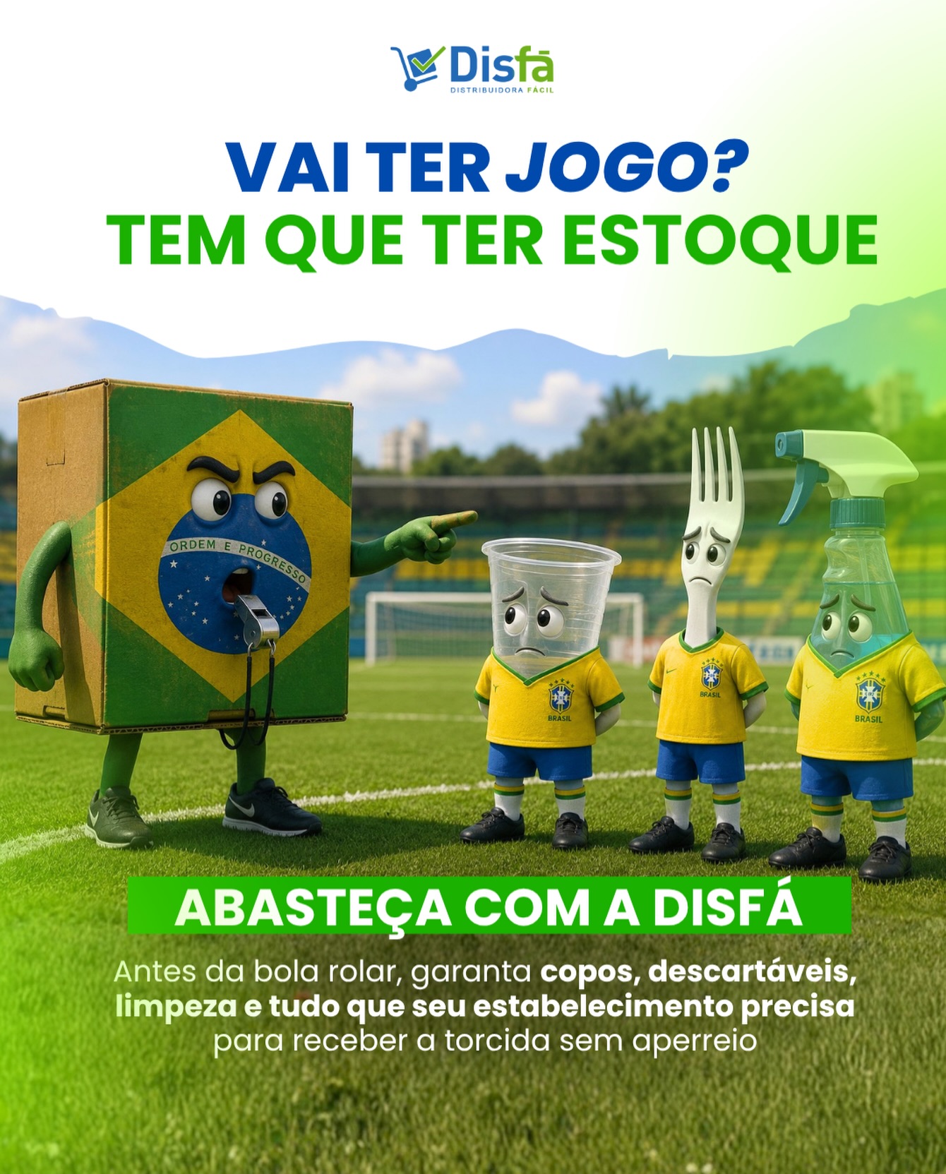 Vai ter movimento? Então o estoque precisa entrar em campo também. ⚽🔥

Em dias de casa cheia, cada detalhe conta: copos, descartáveis, produtos de limpeza, higiene e tudo que mantém o atendimento rápido, organizado e sem aperreio.

Porque a torcida pode até chegar de surpresa…
mas o seu estabelecimento precisa estar preparado antes. 🏆

Abasteça com a DisFá e deixe tudo pronto para receber melhor.

Faça sua cotação conosco:
(81) 3454-0035

#DisFá #EstoqueEmDia #Descartáveis #ProdutosDeLimpeza #ComércioPreparado