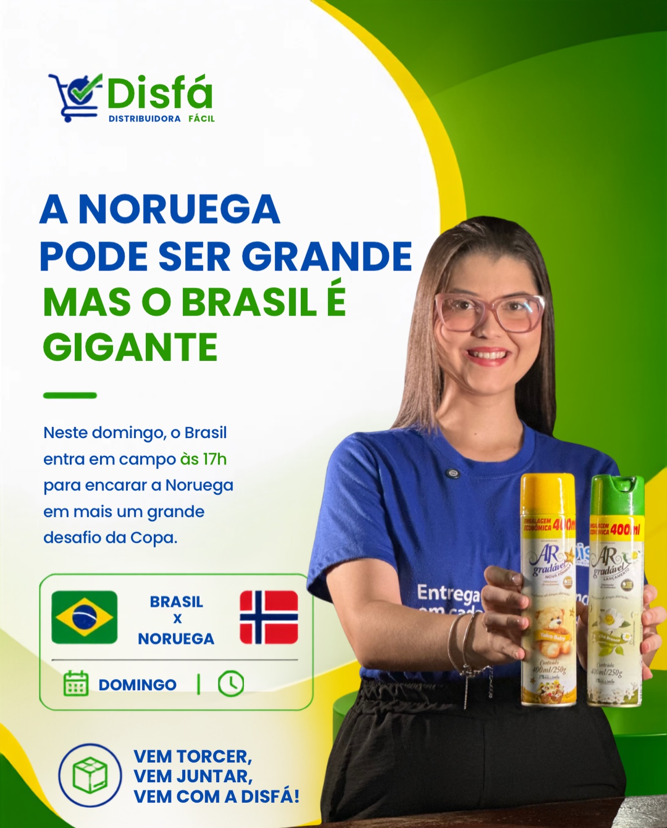 Quando o Brasil entra em campo, não é só futebol. É emoção, torcida, coração acelerado e aquele orgulho verde e amarelo que toma conta de todo mundo. ⚽

Neste domingo, às 17h, a Seleção encara a Noruega em mais um grande desafio, e a nossa torcida já está convocada para fazer barulho.

Prepare a camisa, reúna a galera e venha viver cada lance até o apito final. Porque dentro de campo são 11, mas fora dele somos milhões empurrando o Brasil. 🔥

Pra cima, Brasil!

#Brasil #BrasilXNoruega #CopaDoMundo #TorcidaBrasileira #vaibrasil🇧🇷⚽️