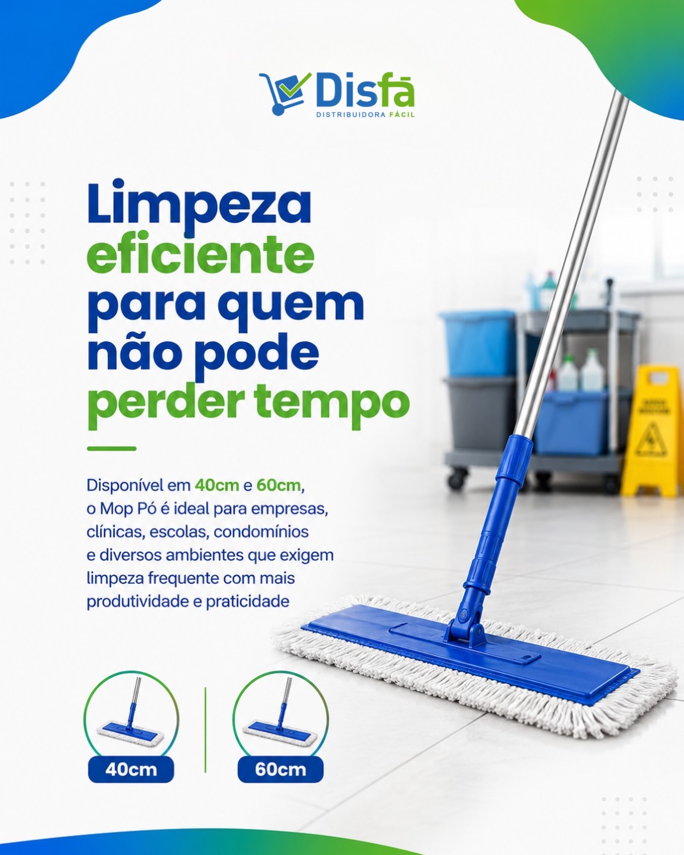 Um bom resultado na limpeza começa pela escolha do equipamento certo. ✨

O Refil Mop Pó Bettanin SuperPro é ideal para quem busca mais agilidade e eficiência na limpeza de ambientes com grande circulação.

Disponível nos tamanhos 40 cm e 60 cm, ele ajuda a remover a poeira com praticidade, reduzindo o tempo de limpeza e aumentando a produtividade da equipe.

Ideal para empresas, clínicas, escolas, condomínios e estabelecimentos comerciais.

📲 Solicite sua cotação com a DisFá.

#MopPó #BettaninSuperPro #LimpezaProfissional #ProdutosDeLimpeza #DisFá