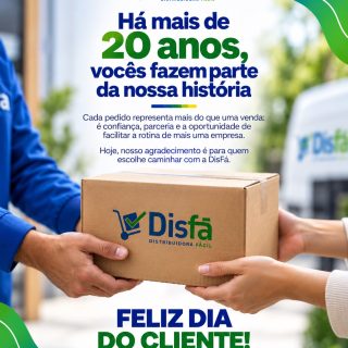 Se a DisFá chegou até aqui, é porque há mais de 20 anos existem clientes escolhendo caminhar com a gente. 💙💚

Cada pedido vai muito além de uma venda. Representa confiança, parceria e a responsabilidade de facilitar o abastecimento de empresas todos os dias.

Neste Dia do Cliente, nosso agradecimento é para cada empresa e profissional que escolhe a DisFá e faz parte da nossa história.

Feliz Dia do Cliente! 🤝

#DiaDoCliente #ClienteDisFá #ParceriaEmpresarial #SuprimentosParaEmpresas #DisFá