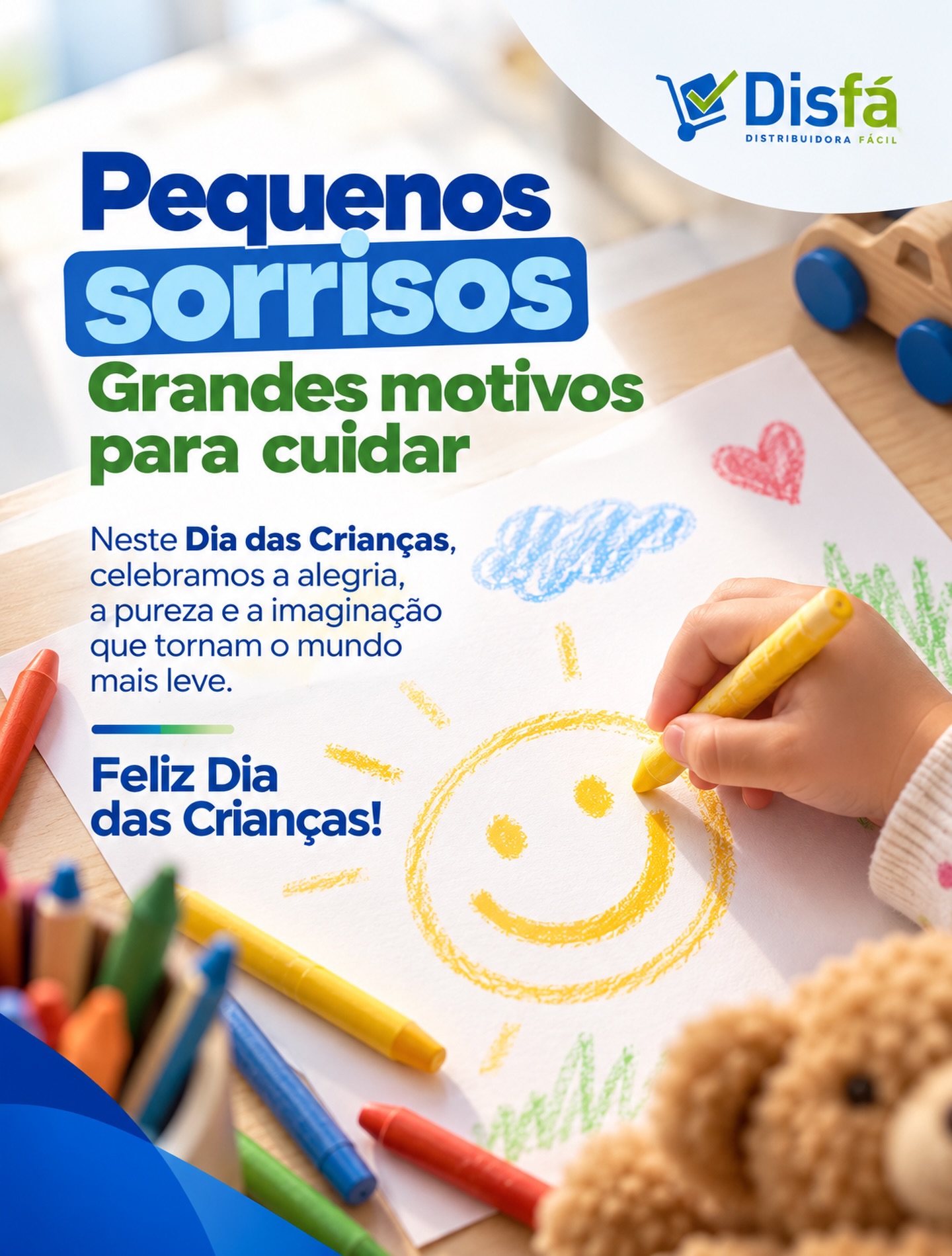 Tem gente pequena que consegue deixar o nosso mundo gigante. 💙💚

Neste Dia das Crianças, celebramos os sorrisos, a curiosidade e aquela imaginação capaz de transformar qualquer momento em uma grande aventura.

Que nunca faltem cuidado, carinho e espaço para cada criança simplesmente ser criança.

Feliz Dia das Crianças! ✨

#DiaDasCrianças #FelizDiaDasCrianças #InfânciaFeliz #CuidadoQueImporta #disfa