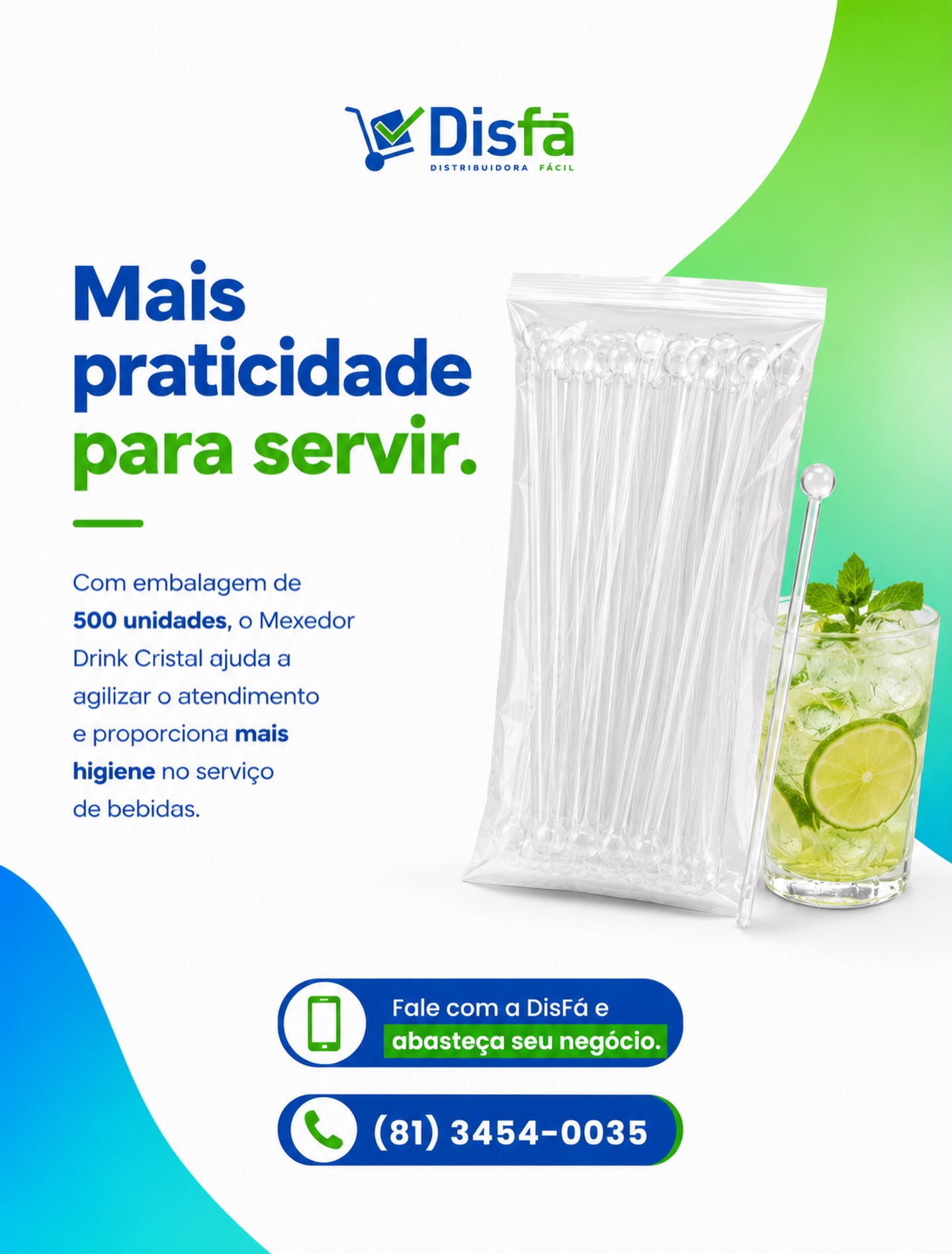 🍹 Um bom atendimento é feito de grandes experiências e pequenos detalhes.

Quem trabalha com bares, restaurantes, cafeterias e eventos sabe que praticidade e organização fazem toda a diferença na rotina. Ter os itens certos à disposição ajuda a agilizar o atendimento e proporciona uma experiência ainda melhor para o cliente.

Na DisFá, você encontra soluções para abastecer seu negócio com mais eficiência e tranquilidade.💚

📲 Solicite sua cotação:
📞 (81) 3454-0035

#Disfa #DistribuidoraFacil #Bares #Restaurantes #Descartaveis